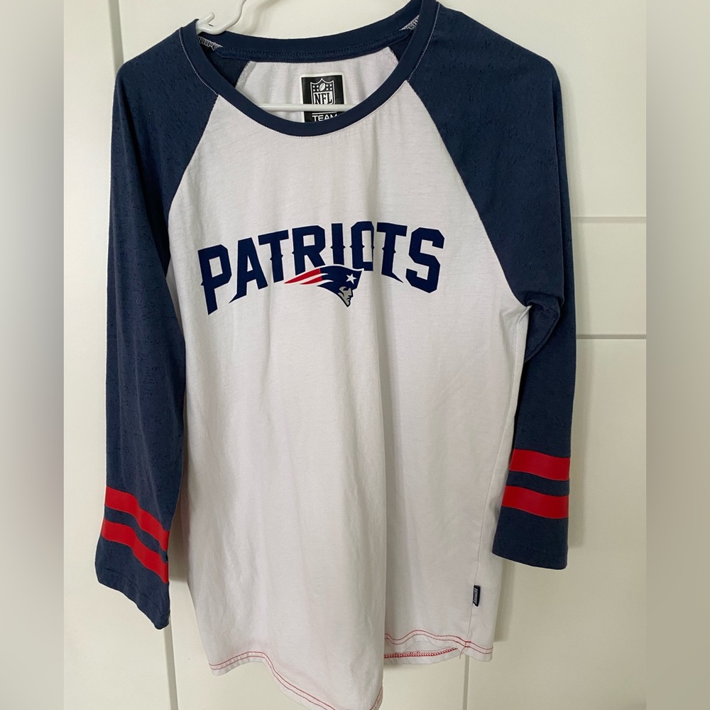 Patriots Ultra Game NFL Mens Raglan Baseball 3/4 Long Sleeve T-Shirt sz Mens Med